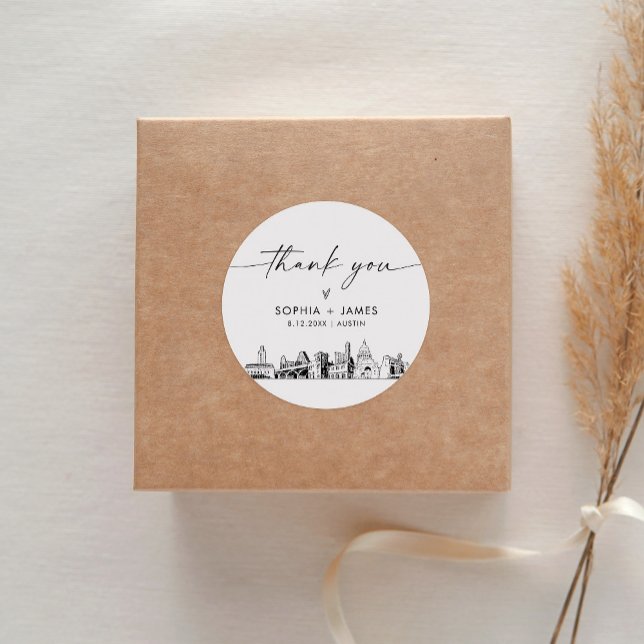 Austin Thank You Favour 3" (sheet of 6) Classic Round Sticker (Creator Uploaded)