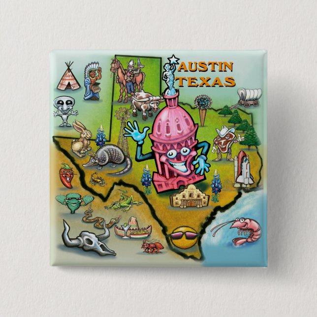 Austin TX 15 Cm Square Badge (Front)