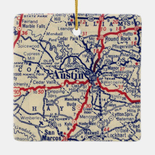 Austin TX 1941 Map Ceramic Ornament