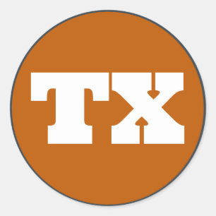 Austin (TX) - Burnt Orange x White x Grey Classic Round Sticker