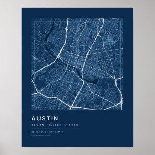 Austin TX City Map Print — Blueprint Street Map Wa