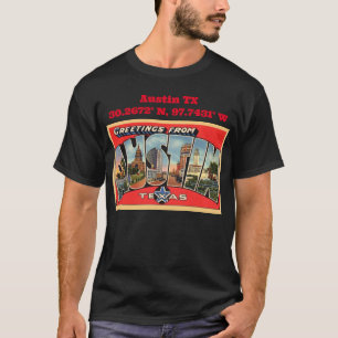Austin TX Map Coordinates Vintage Style T-Shirt