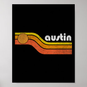 Austin - Vintage Men Women 70s 80s Graphic Cool Re Poster