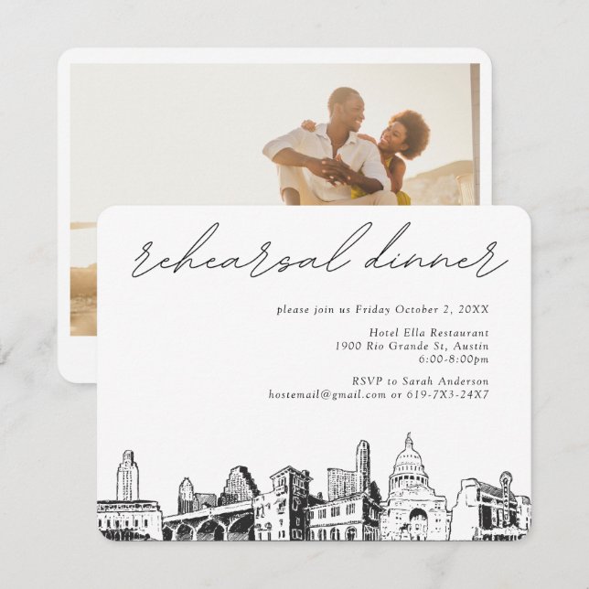 Austin Wedding Rehearsal Invite Enclosure Card (Front/Back)
