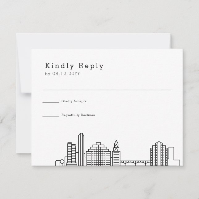 Austin Wedding | Stylised Skyline RSVP (Front)
