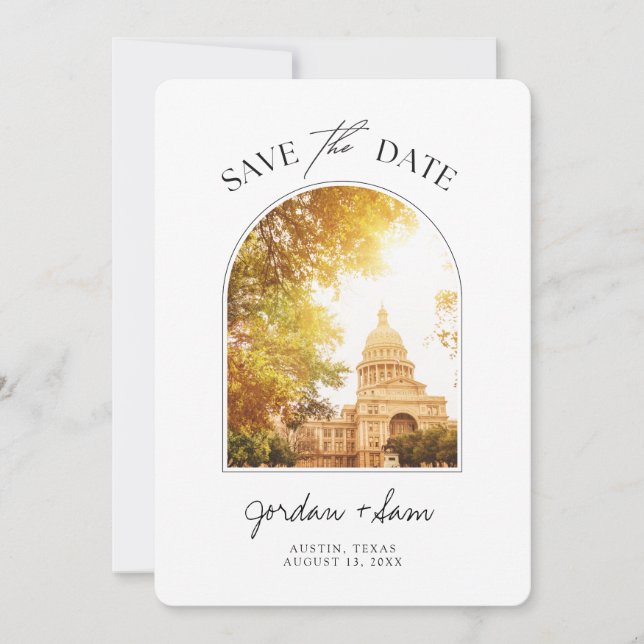 Austin Wedding Texas State Capitol Save the Date Invitation (Front)