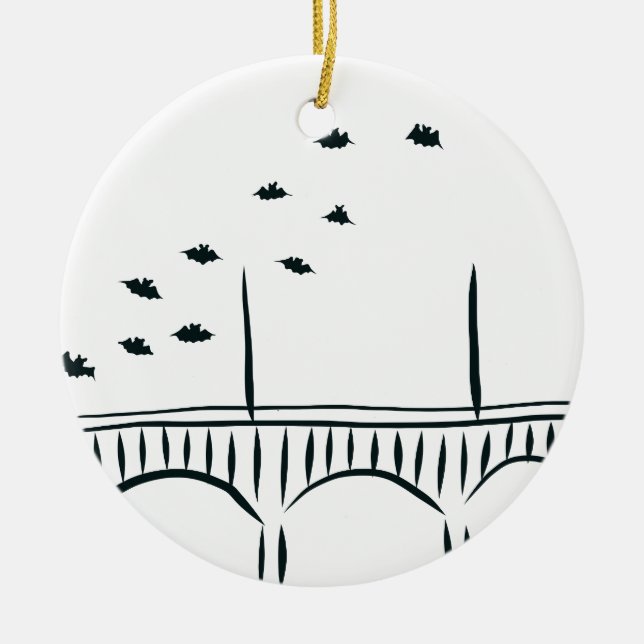 Austin's Congress Bridge Ceramic Ornament (Front)