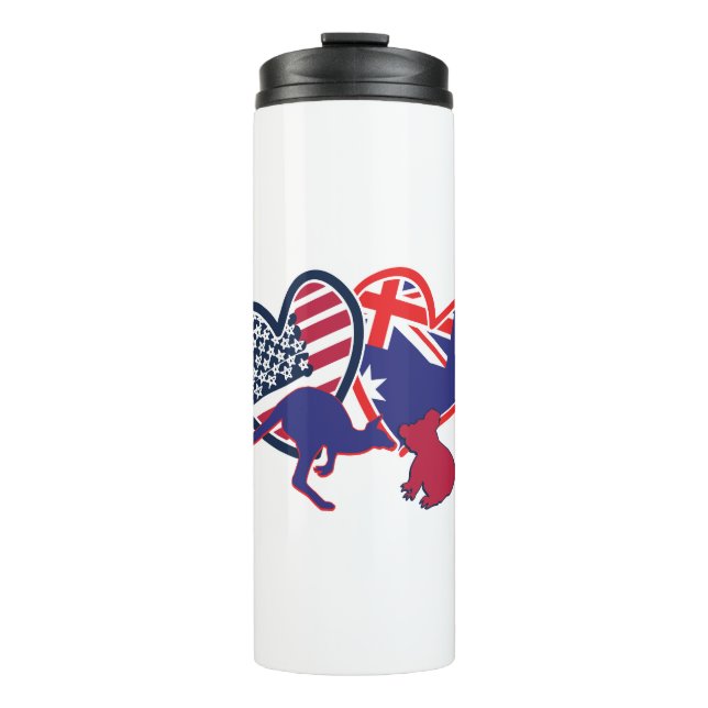 Austrailia USA Kangaroo Koala Thermal Tumbler (Front)