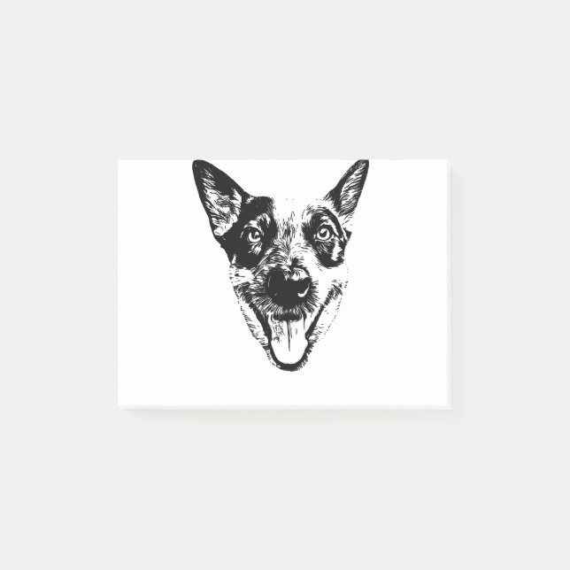 Austrailian Cattle Dog (ACD) Heeler Face Post-it Notes (Front)