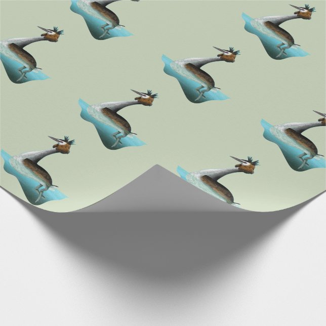 Australasian crested grebe Puteketeke Wrapping Paper (Corner)