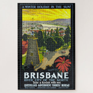 AUSTRALIA 1930s BRISBANE TRAVEL POSTER Jigsaw Puzzle