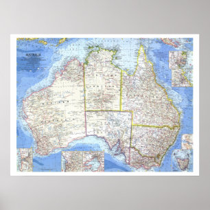 " Australia: 1963 detailed MAP ... Poster