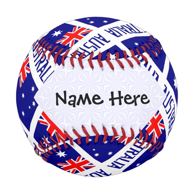 Australia and Australian Flag Tiled Personalised  Baseball (Front)