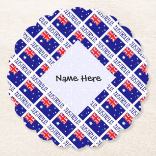 Australia and Australian Flag Tiled Personalised Paper Coaster