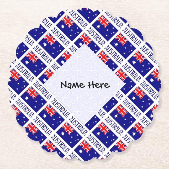Australia and Australian Flag Tiled Personalised  Paper Coaster (Front)