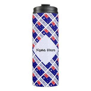 Australia and Australian Flag Tiled Personalised Thermal Tumbler