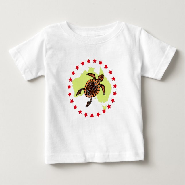 Australia And Sea Turtle In Circle Of Stars Baby T-Shirt (Front)