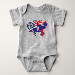 Australia and Unioted States Flag Hearts Baby Bodysuit