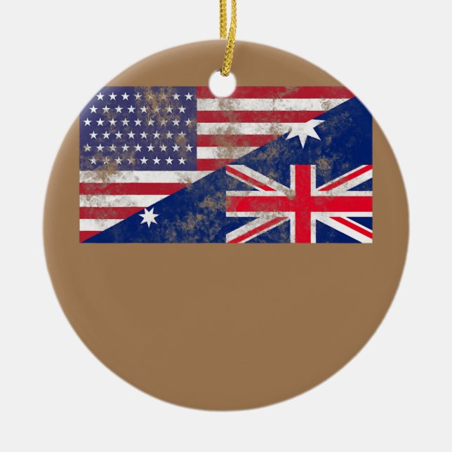 Australia and United States Flag Friendship Ceramic Ornament (Front)