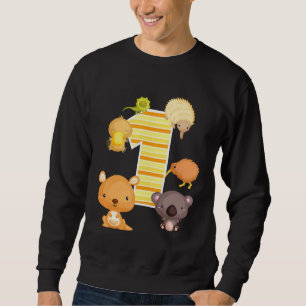Australia Animals 1st Birthday Kangaroo Koala Plat Sweatshirt