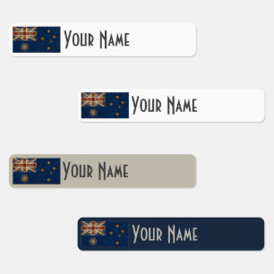 Australia Art Deco Flag Waterproof Name Label
