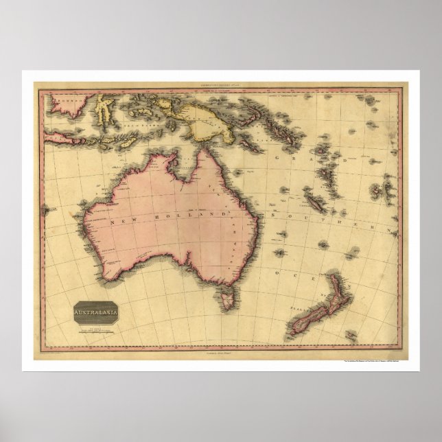 Australia Asia Map By John Pinkerton 1818 Poster (Front)