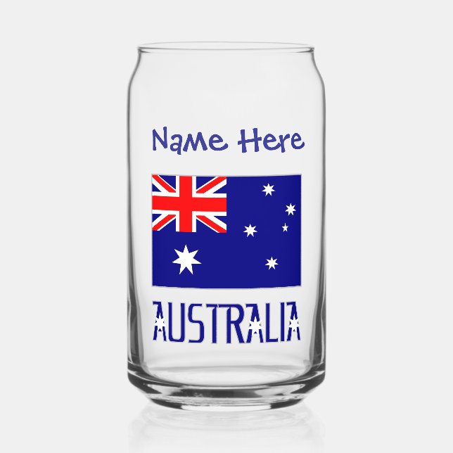 Australia Australian Flag Blue Personalisation  Can Glass (Front)