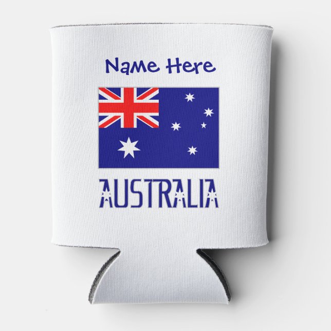 Australia Australian Flag Blue Personalised Can Cooler (Front)