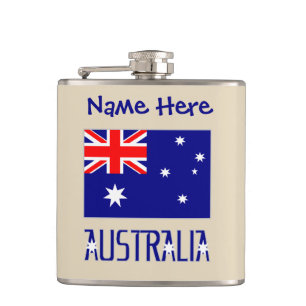 Australia Australian Flag Blue Personalised Hip Flask