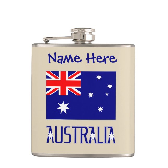 Australia Australian Flag Blue Personalised  Hip Flask (Front)