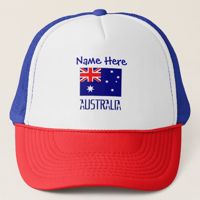 Australia Australian Flag Blue Personalised Trucker Hat (Front)
