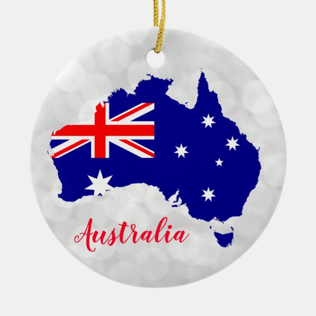 Australia Australian Flag Map Christmas Ceramic Ornament (Front)