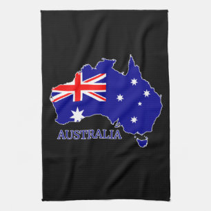 Australia Australian Flag Map Travel Tea Towel