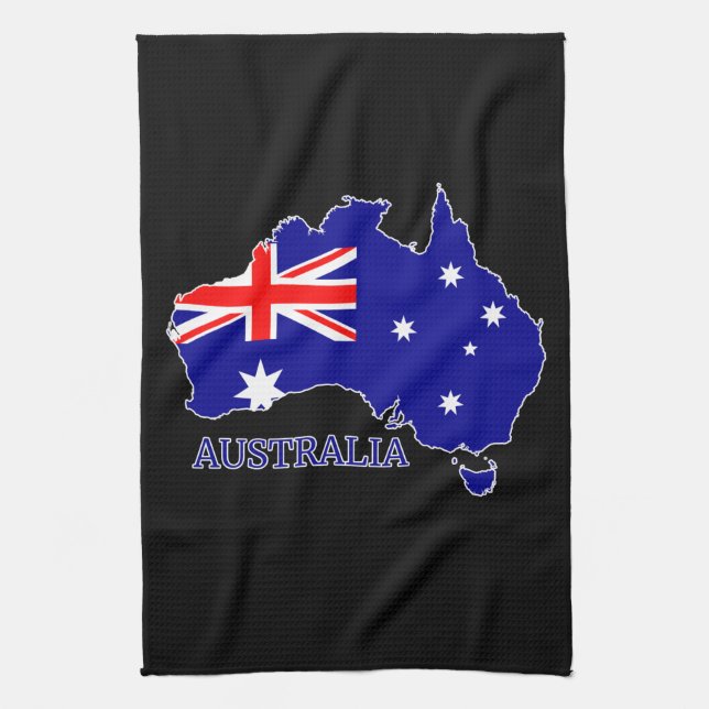 Australia Australian Flag Map Travel Tea Towel (Vertical)