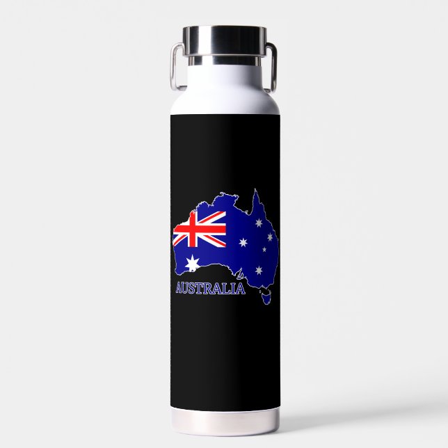 Australia Australian Flag Map Travel Water Bottle (Front)