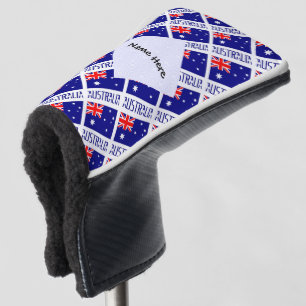 Australia Australian.Flag Tiled Black Personalised Golf Head Cover