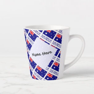 Australia Australian.Flag Tiled Black Personalised Latte Mug