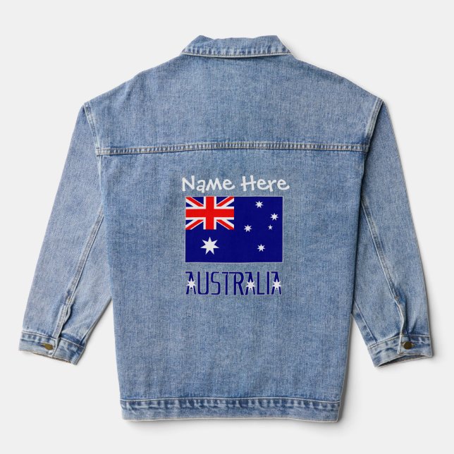Australia Australian Flag White Personalisation Denim Jacket (Back)