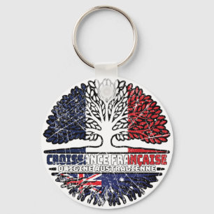 Australia Australian French France Tree Roots Flag Key Ring