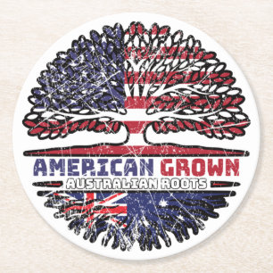 Australia Australian US American USA United States Round Paper Coaster
