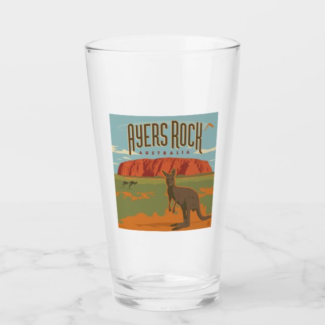 Australia | Ayers Rock Kangaroos Glass (Front)