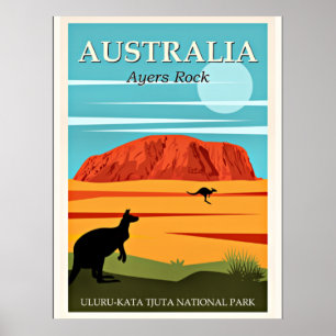 Australia, Ayers Rock, vintage travel poster