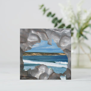 Australia Beach Metallic Map View, Flat Card