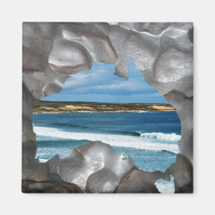 Australia Beach Metallic Map View, Fridge Magnet