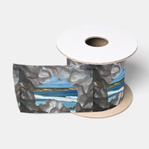 Australia Beach Metallic Map View, Fridge Magnet Satin Ribbon