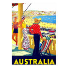 Australia beach, view, people on terrace, vintage