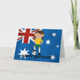 Australia Birthday Soccer Girl 4 Card