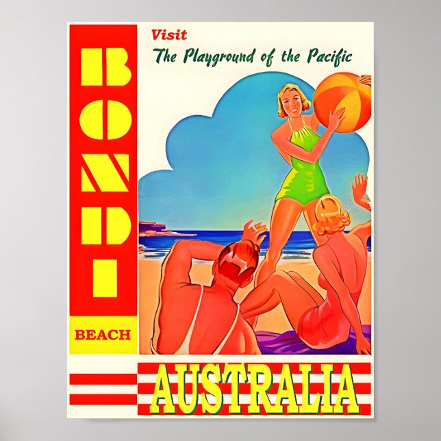 Australia Bondi-Beach Travel Poster (Front)