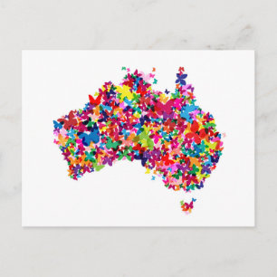 Australia Butterfly Map Postcard