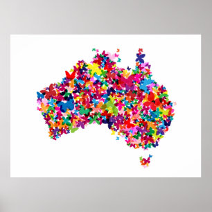 Australia Butterfly Map Poster